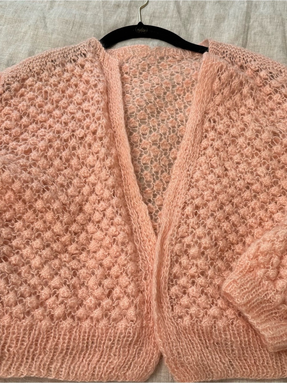 Light Pink Open-Front Women's Knit Cardigan Sweater
